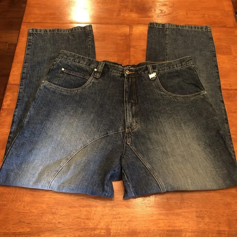 Vtg Phat Farm Jeans Men 40x33 Y2K Baggy Skater Hip Hop Blue Denim Hong Kong